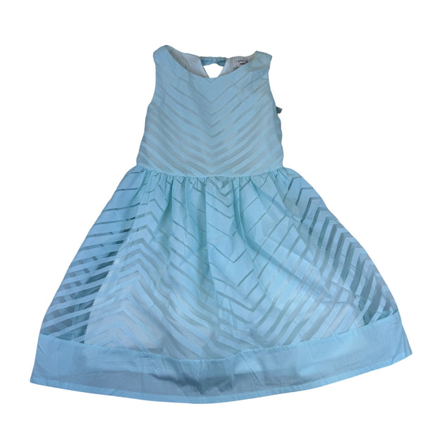 Gymboree Girls Blue Rayon/Polyester Sleeveless Chevron Party Dress Size 12 - New