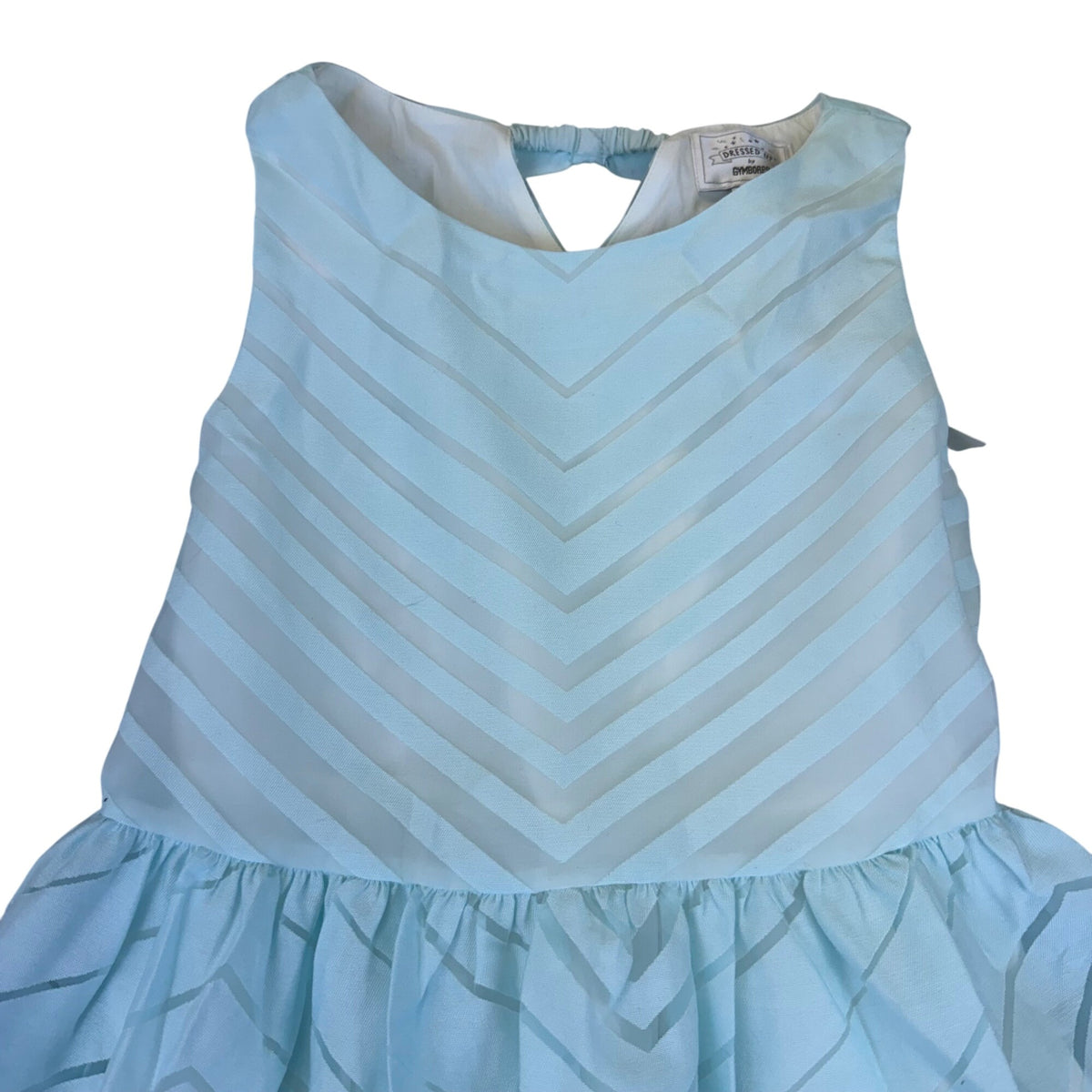 Gymboree Girls Blue Rayon/Polyester Sleeveless Chevron Party Dress Size 12 - New