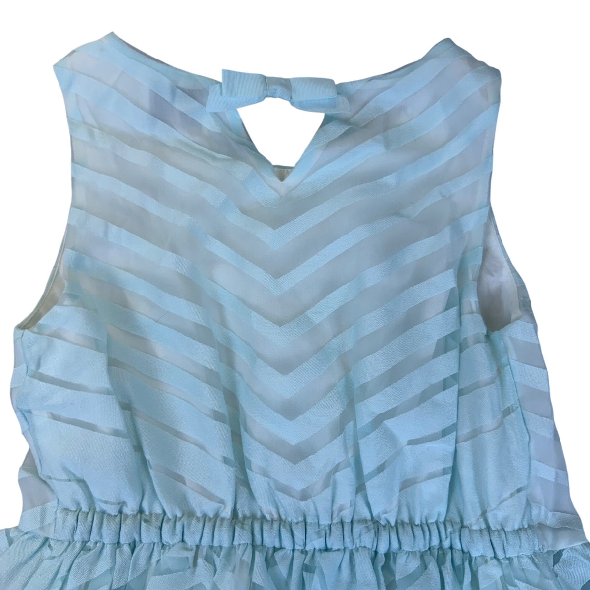 Gymboree Girls Blue Rayon/Polyester Sleeveless Chevron Party Dress Size 12 - New