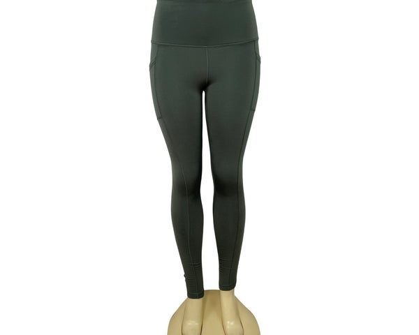 90 Degree By Reflex Women's Green High-Waisted Leggings With Pockets Sz XS