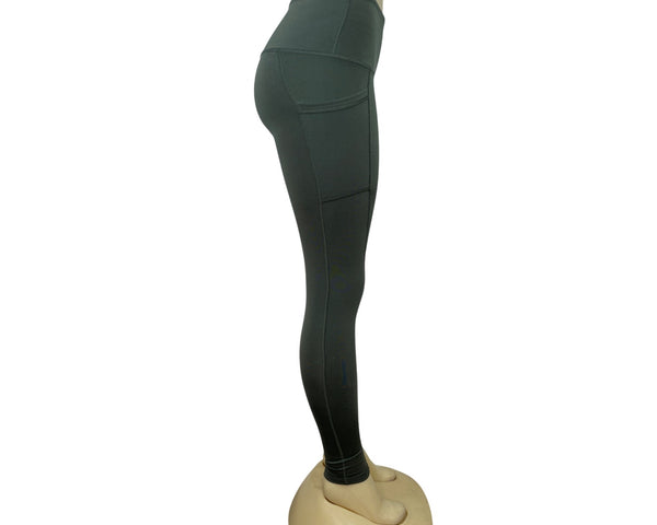 90 Degree By Reflex Women's Green High-Waisted Leggings With Pockets Sz XS