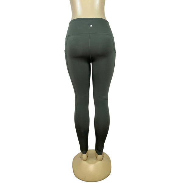 90 Degree By Reflex Women's Green High-Waisted Leggings With Pockets Sz XS