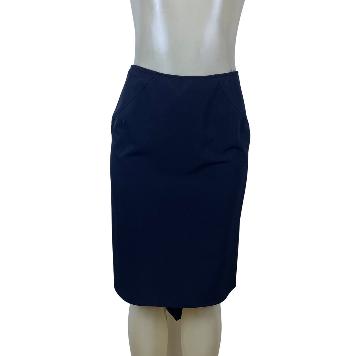 Jon Womens Black Polyester Pencil Skirt Asymmetrical Hem Back Zip Detail Size 6