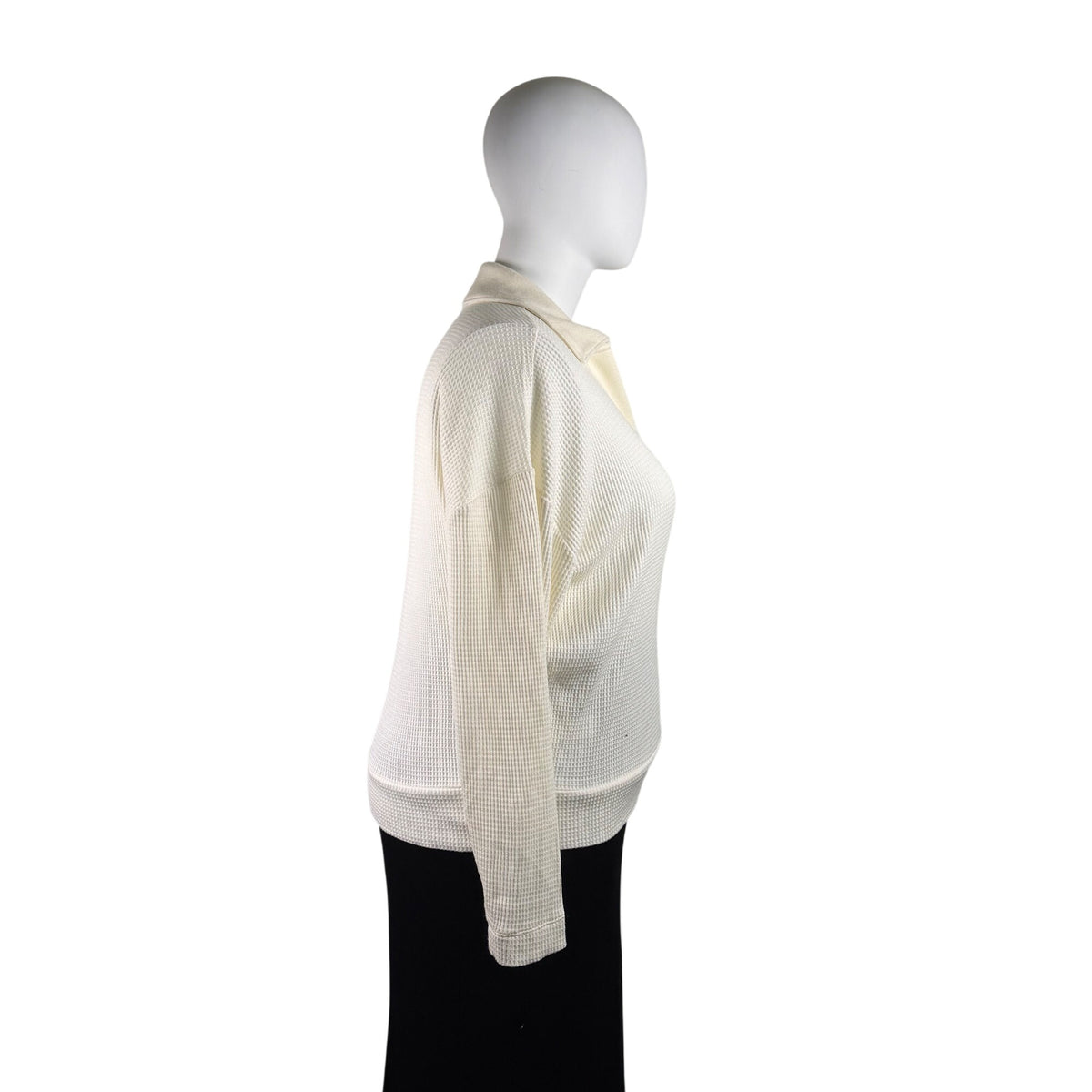 Loft Women's Ivory Collared Waffle Knit Long Sleeve Shirt XL - New