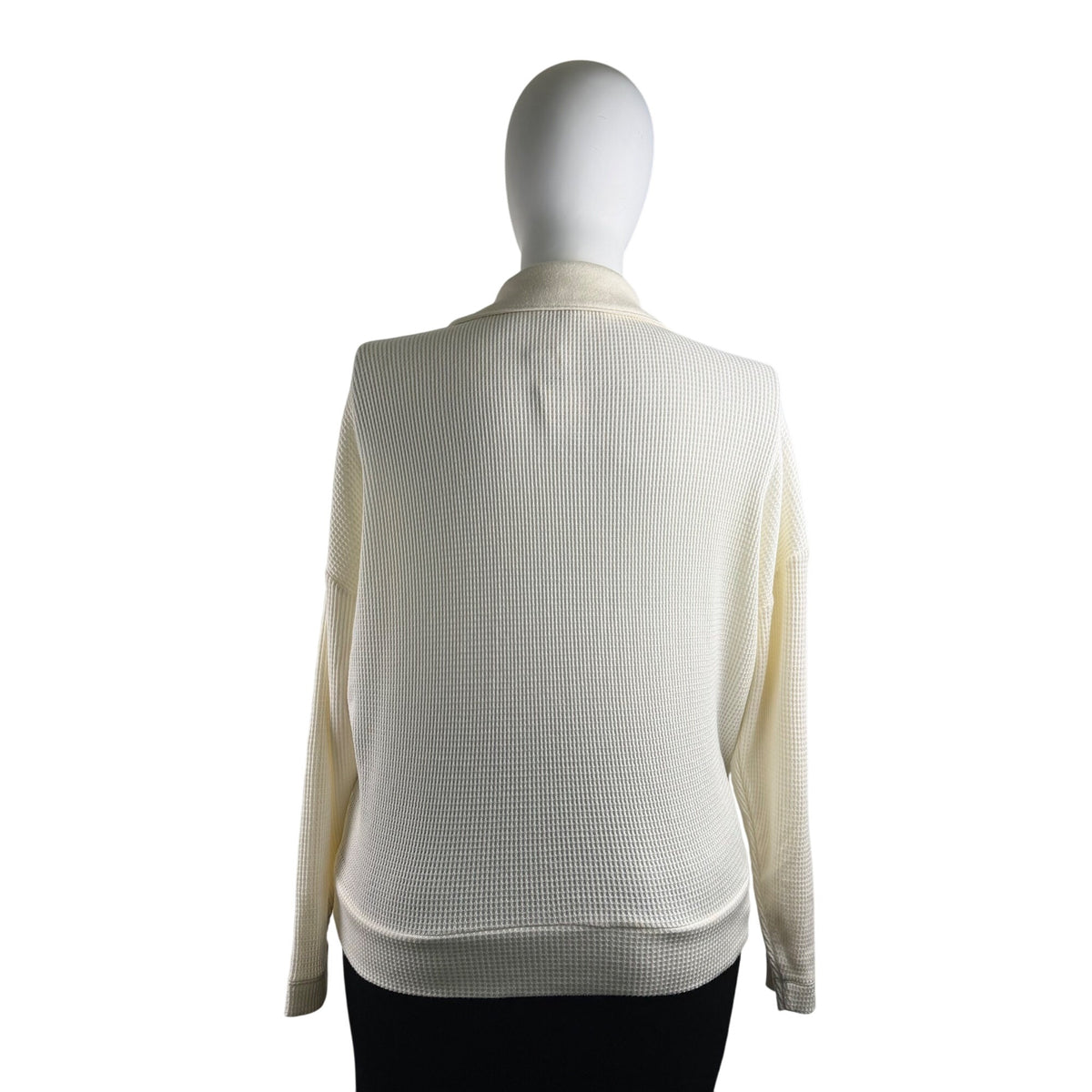 Loft Women's Ivory Collared Waffle Knit Long Sleeve Shirt XL - New