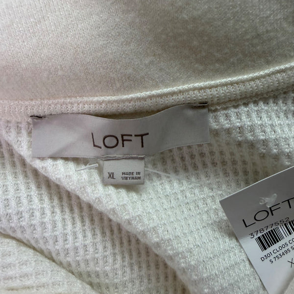 Loft Women's Ivory Collared Waffle Knit Long Sleeve Shirt XL - New