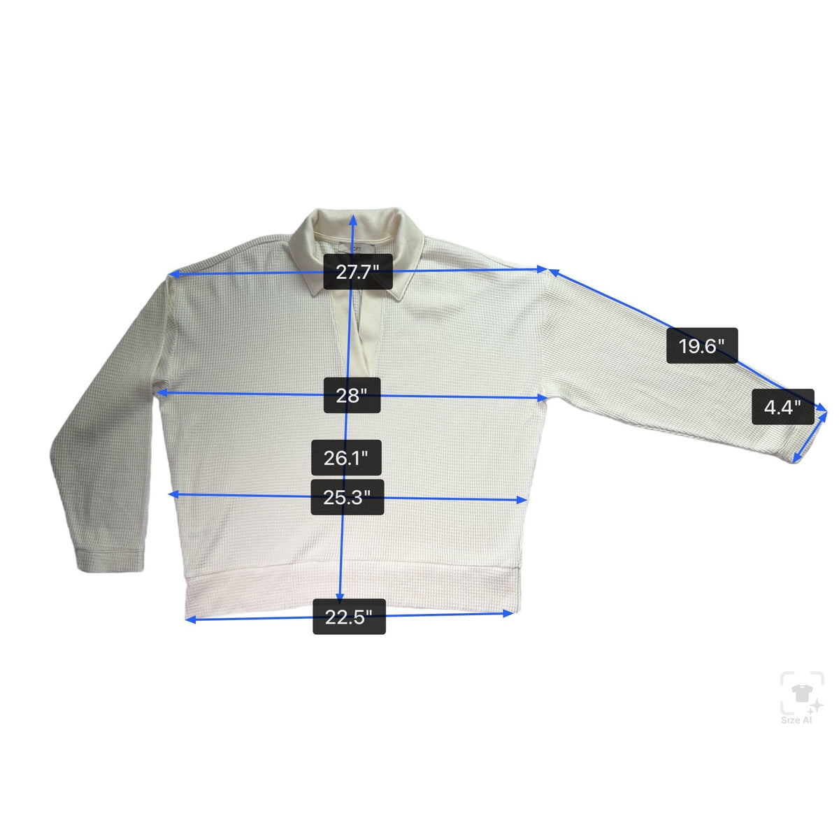 Loft Women's Ivory Collared Waffle Knit Long Sleeve Shirt XL - New