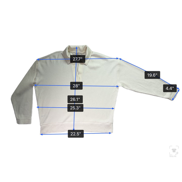 Loft Women's Ivory Collared Waffle Knit Long Sleeve Shirt XL - New