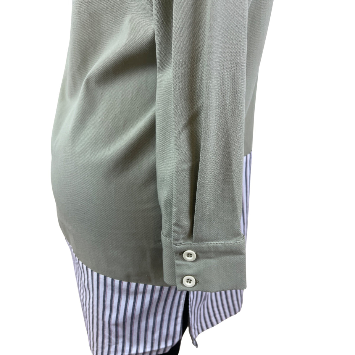 Kayra Womens Green Multicolor Striped Shirt Dress Long Sleeve Size 38