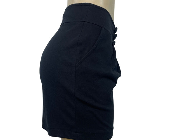 Black High-Waist Mini Skirt With Button Details Women’s Size M Cotton Blend