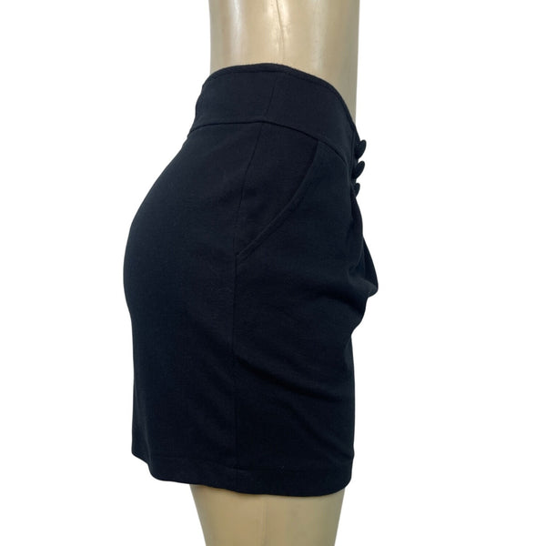 Black High-Waist Mini Skirt With Button Details Women’s Size M Cotton Blend