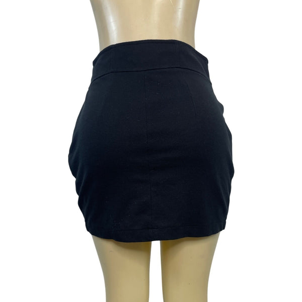 Black High-Waist Mini Skirt With Button Details Women’s Size M Cotton Blend