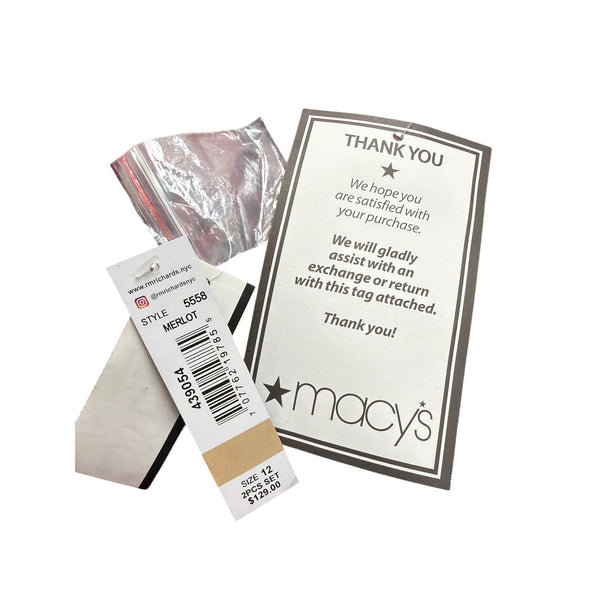 R&M Richards Womens Burgundy Lace 2-Piece Dress & Jacket Beaded Neckline Size 12