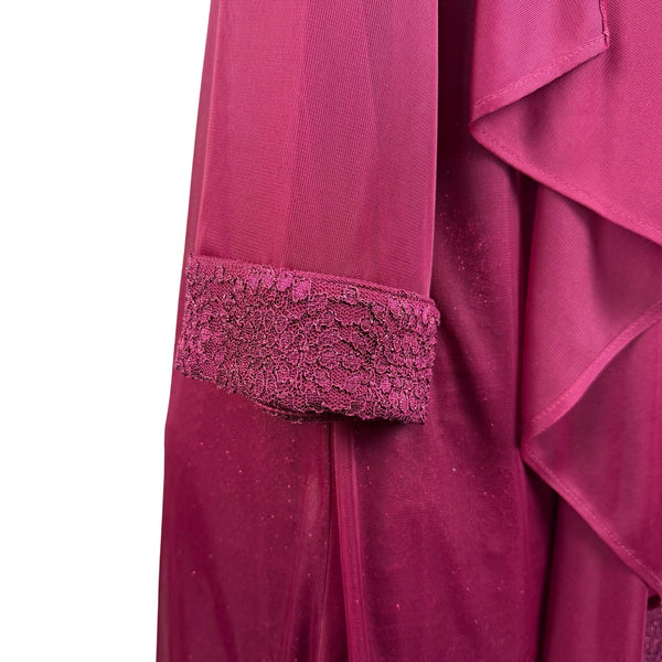 R&M Richards Womens Burgundy Lace 2-Piece Dress & Jacket Beaded Neckline Size 12