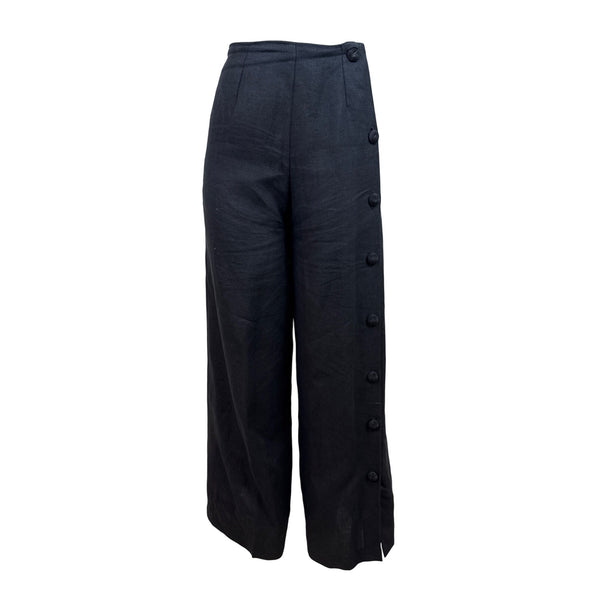 Nuevo Mundo Womens Black Wide-Leg Button-Front Pants Sz S