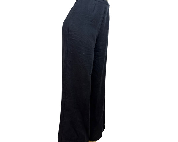 Nuevo Mundo Womens Black Wide-Leg Button-Front Pants Sz S