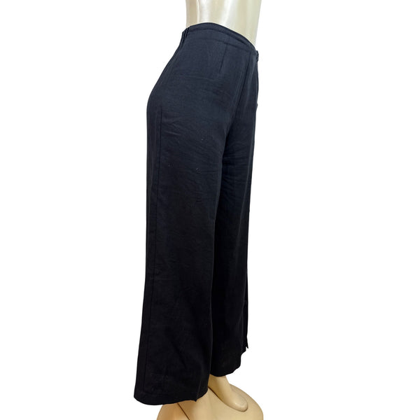 Nuevo Mundo Womens Black Wide-Leg Button-Front Pants Sz S