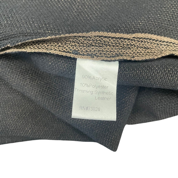 Misook Women's Brown Open Front Cardigan With Faux Leather Size S