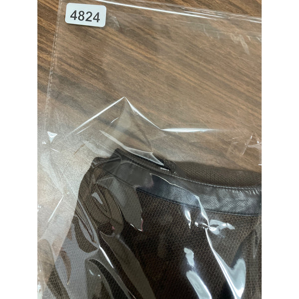 Misook Women's Brown Open Front Cardigan With Faux Leather Size S