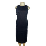 Talbots Women’s Black Sleeveless Shift Midi Dress With Side Buttons Sz 6