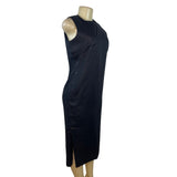 Talbots Women’s Black Sleeveless Shift Midi Dress With Side Buttons Sz 6