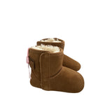 Ugg Baby Brown Suede Boots With Pink Bow & Shearling Lining Size 2 Infant Shoes