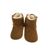 Ugg Baby Brown Suede Boots With Pink Bow & Shearling Lining Size 2 Infant Shoes