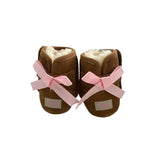 Ugg Baby Brown Suede Boots With Pink Bow & Shearling Lining Size 2 Infant Shoes