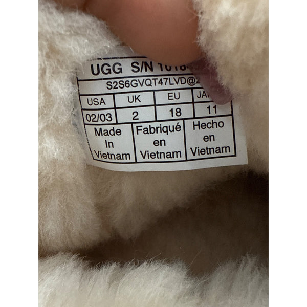 Ugg Baby Brown Suede Boots With Pink Bow & Shearling Lining Size 2 Infant Shoes