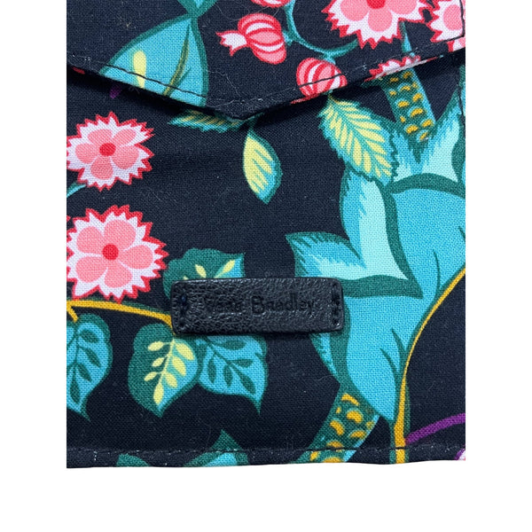 Vera Bradley Womens Black Fabric Floral Crossbody Wallet Small Bag Adjustable Strap