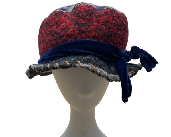 Vintage 1995 Y2K Handmade Patchwork Wool Bucket Hat By Crispina Ffrench One Size