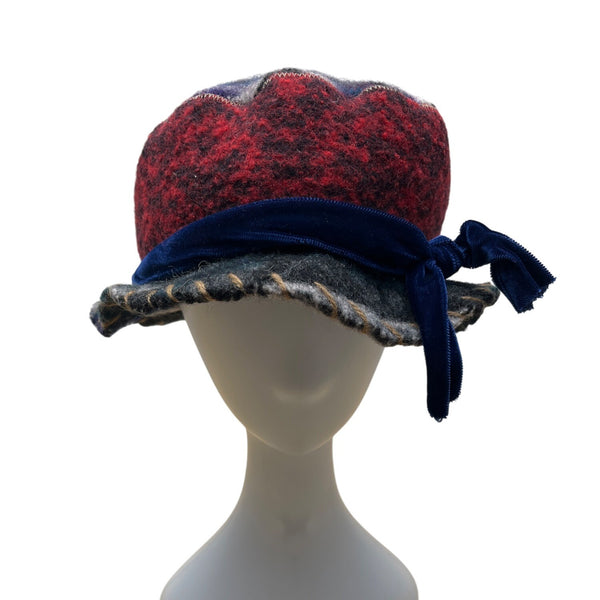 Vintage 1995 Y2K Handmade Patchwork Wool Bucket Hat By Crispina Ffrench One Size