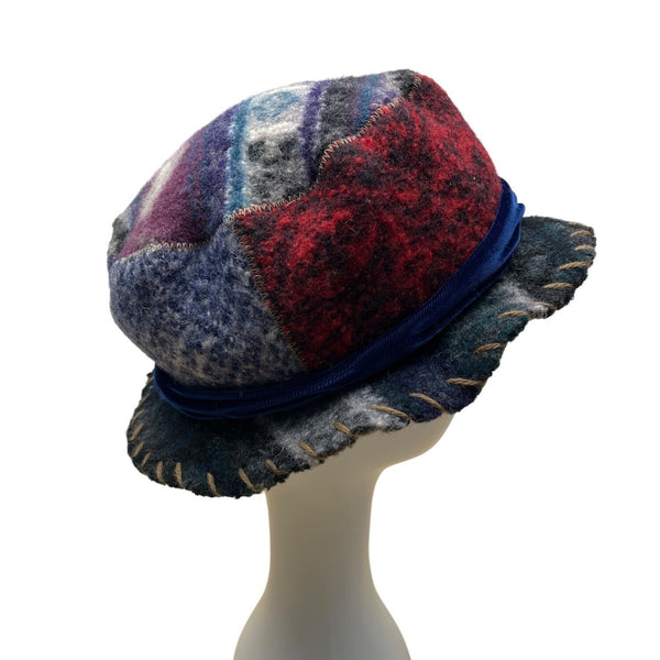 Vintage 1995 Y2K Handmade Patchwork Wool Bucket Hat By Crispina Ffrench One Size