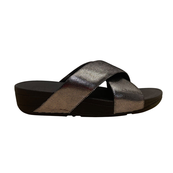 Fitflop Women’s Black Metallic Cross Strap Lightweight Sandals Size 8