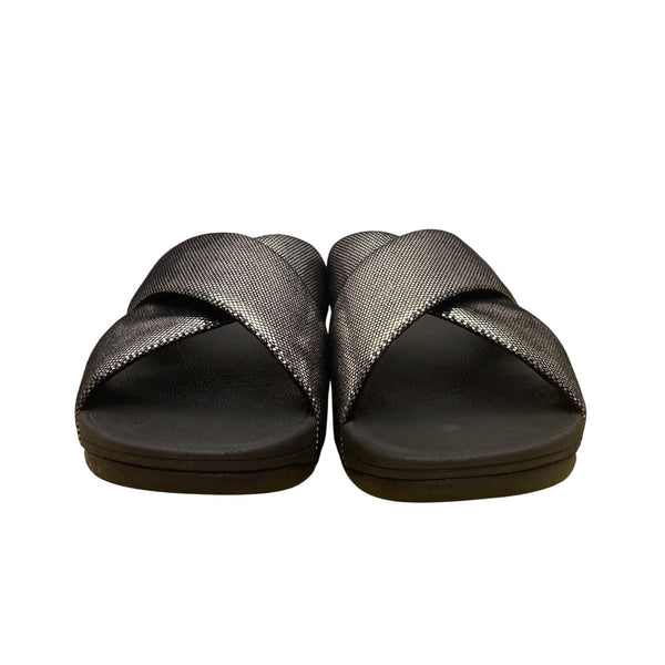 Fitflop Women’s Black Metallic Cross Strap Lightweight Sandals Size 8