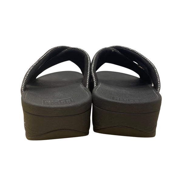 Fitflop Women’s Black Metallic Cross Strap Lightweight Sandals Size 8