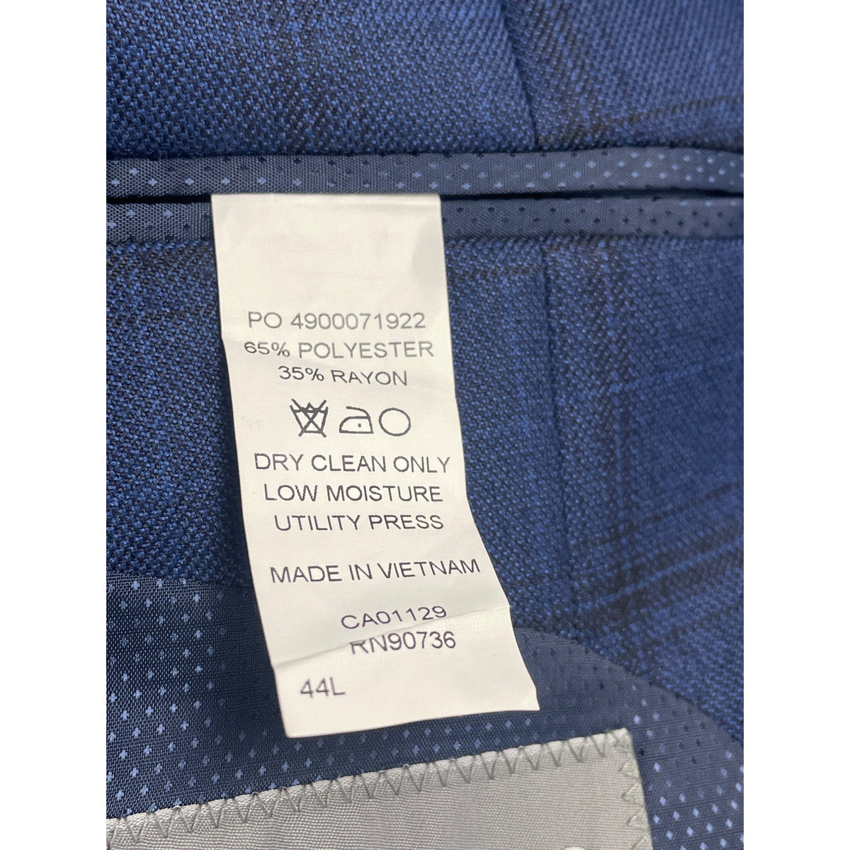 Michael Kors Mens Blue Plaid Polyester Rayon Blazer Jacket 44L 2-Button