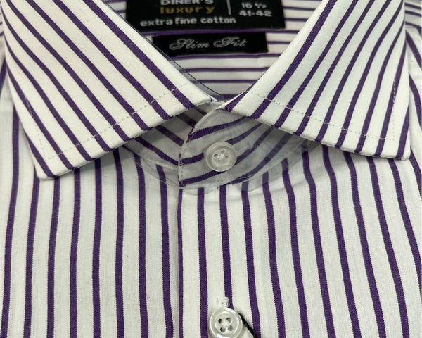 Diners Luxury Slim Fit Striped Mens Shirt Button-Up Sz 16.5" 41-42