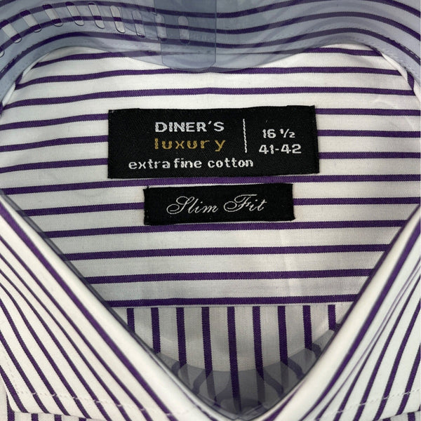 Diners Luxury Slim Fit Striped Mens Shirt Button-Up Sz 16.5" 41-42