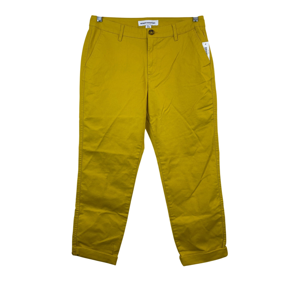 Amazon Essentials Womens Dark Yellow Cotton Pants Slim Fit Size 12