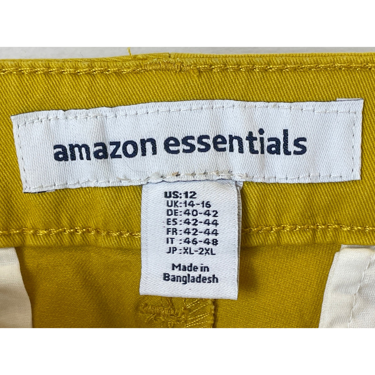 Amazon Essentials Womens Dark Yellow Cotton Pants Slim Fit Size 12