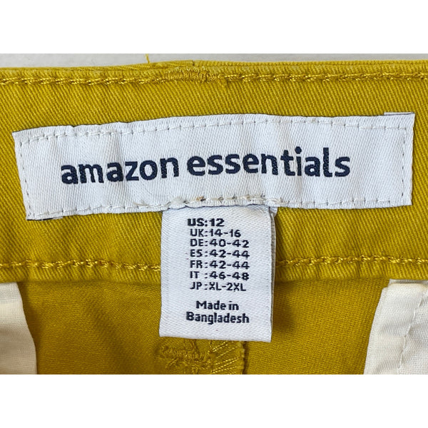 Amazon Essentials Womens Dark Yellow Cotton Pants Slim Fit Size 12