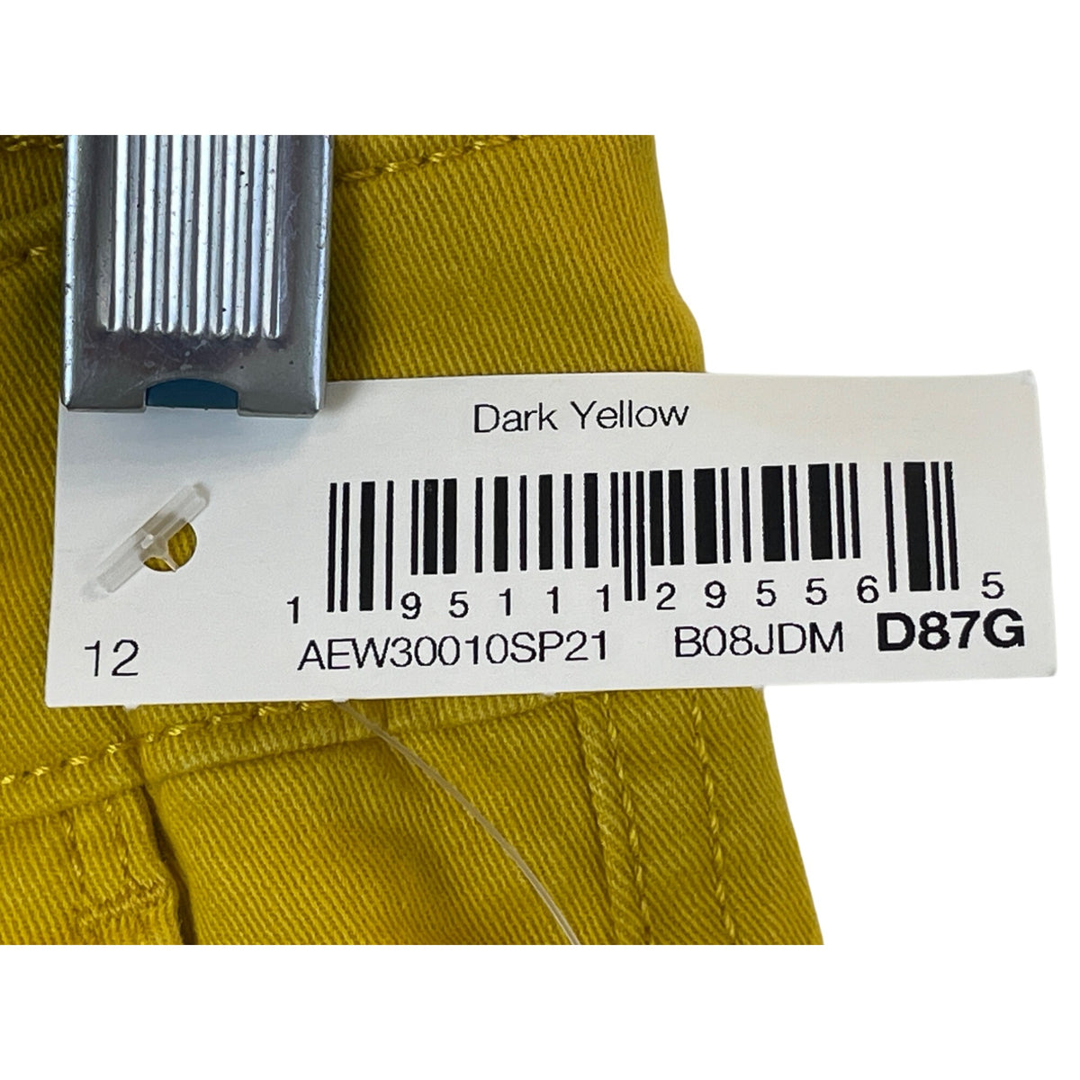 Amazon Essentials Womens Dark Yellow Cotton Pants Slim Fit Size 12