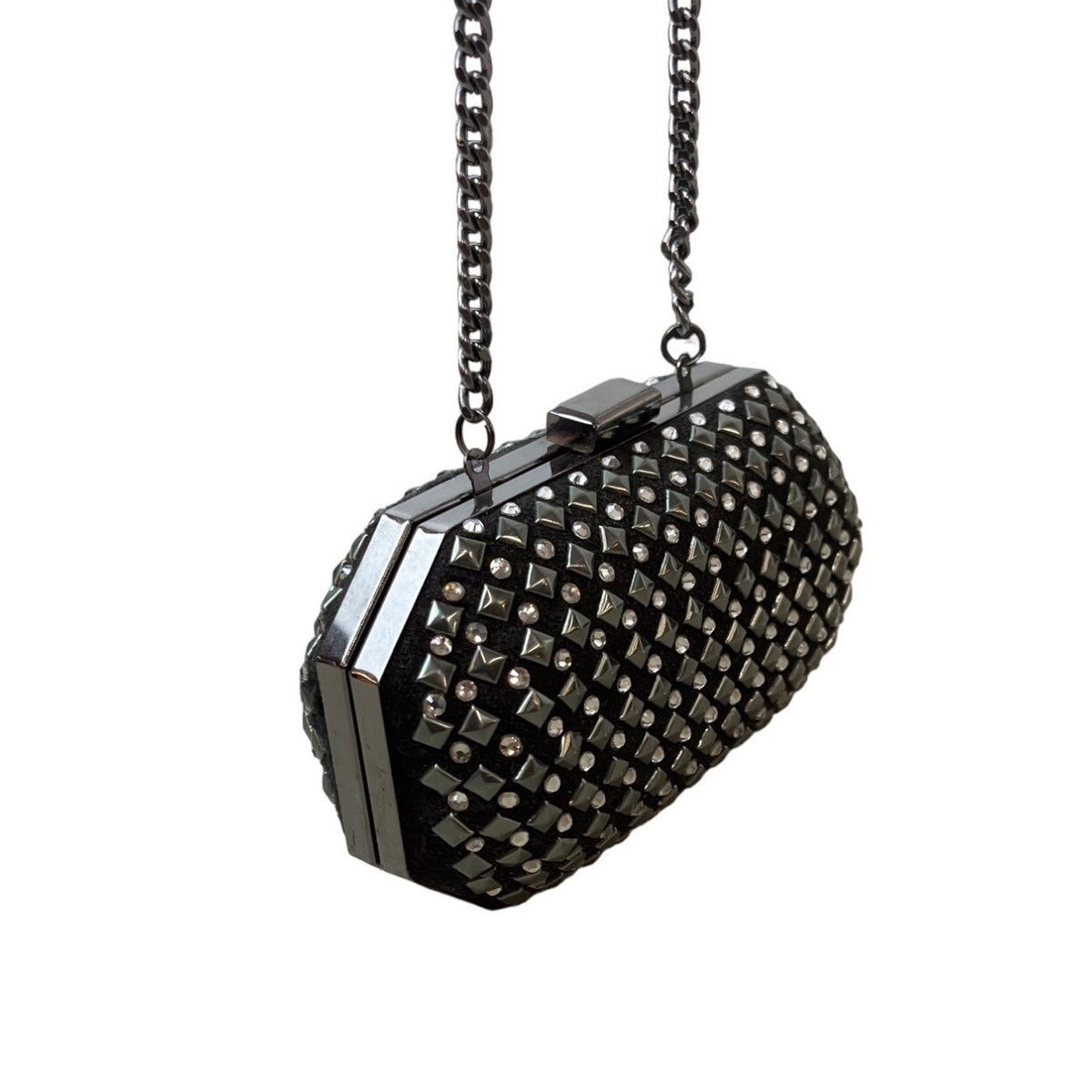 H&M Women's Black Studs and Rhinestone Crossbody Evening Clutch Sz S - EUC