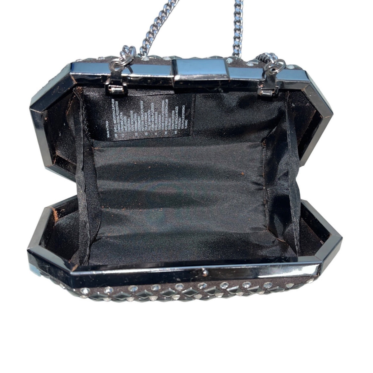 H&M Women's Black Studs and Rhinestone Crossbody Evening Clutch Sz S - EUC