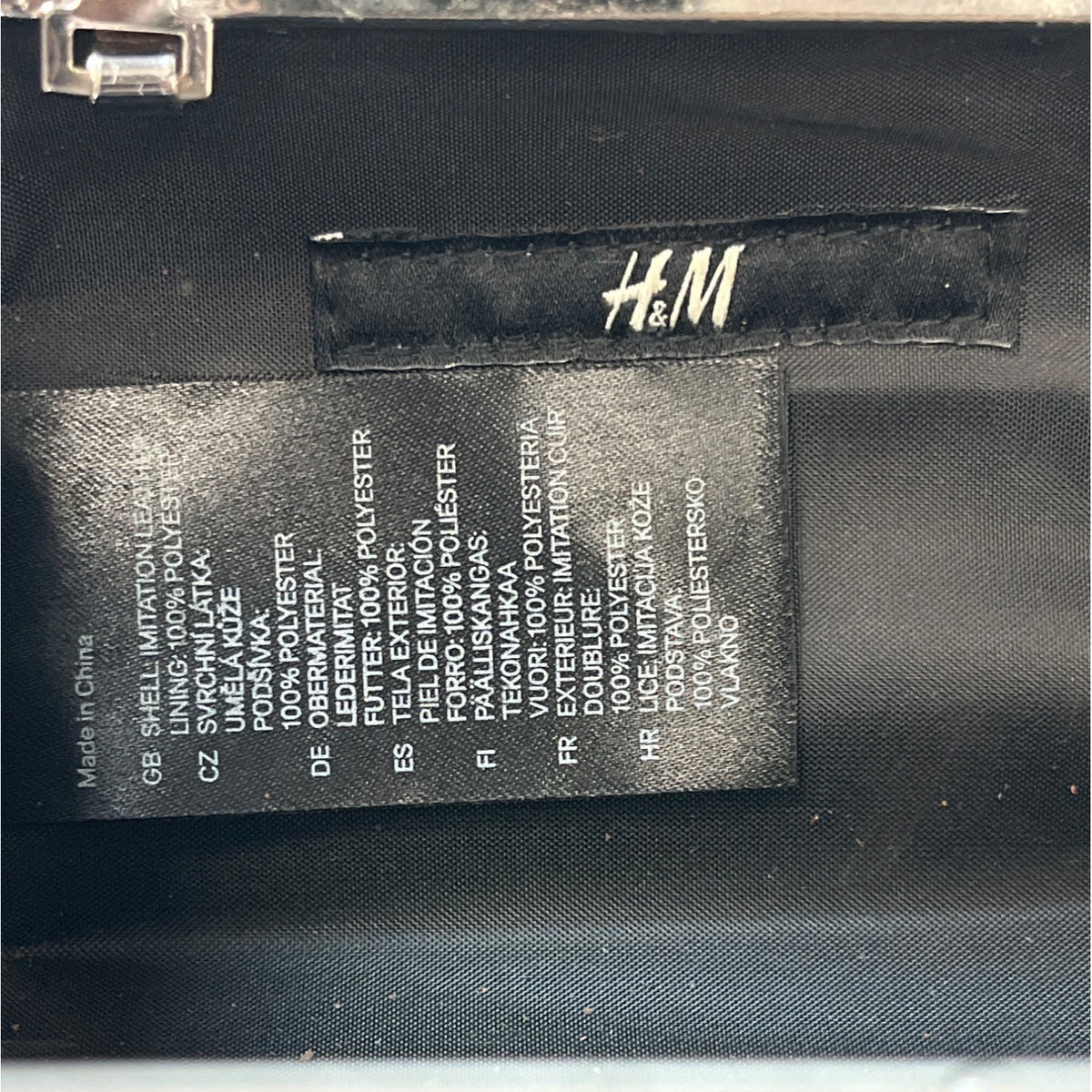 H&M Women's Black Studs and Rhinestone Crossbody Evening Clutch Sz S - EUC