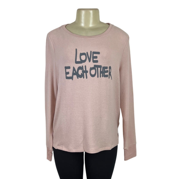 Peace Love World Women’s Pink Long Sleeve "Love Each Other" Sweatshirt Sz S
