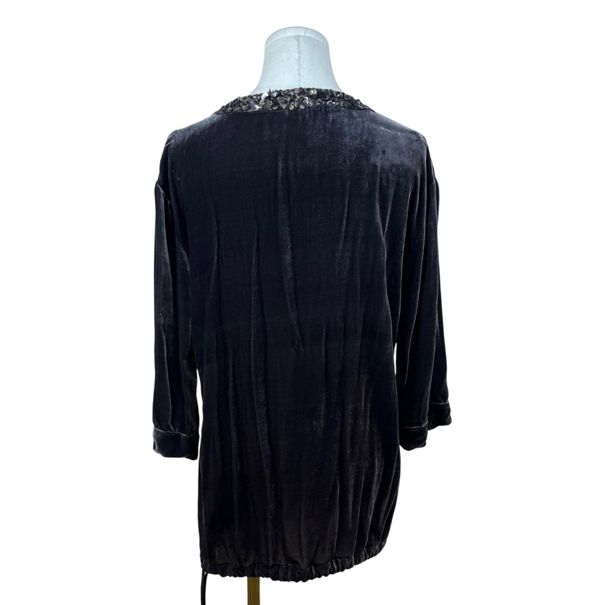 Garnet Hill Womens Grey Blouse With Sequin Neckline Size 04 Tunic Style