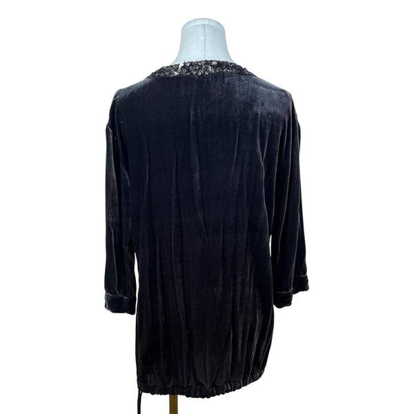 Garnet Hill Womens Grey Blouse With Sequin Neckline Size 04 Tunic Style