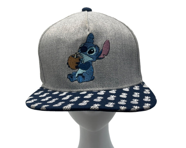 Disney Kid's Grey And Blue Stitch Pineapple Canvas Baseball Cap